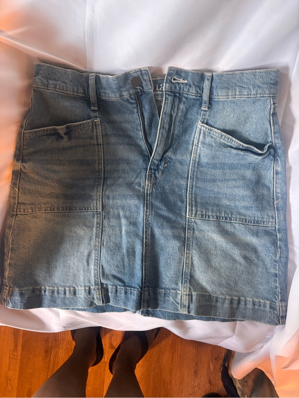a.n.a Light Blue Denim Mini Skirt with Patch Pockets